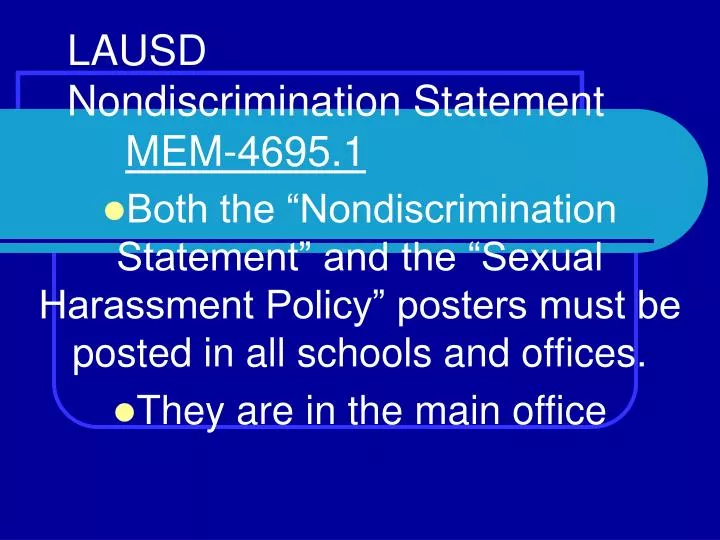 lausd nondiscrimination statement mem 4695 1