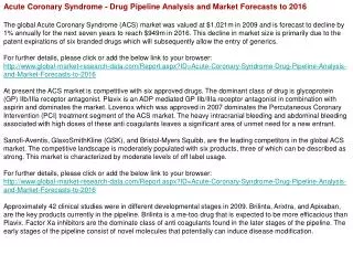 Acute Coronary Syndrome Drug Pipeline Analysis and Market