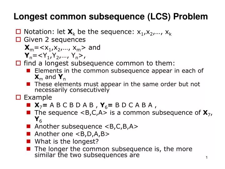 longest common subsequence lcs problem