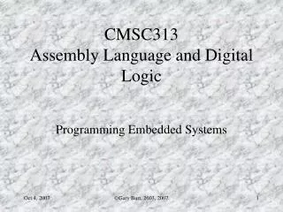 CMSC313 Assembly Language and Digital Logic