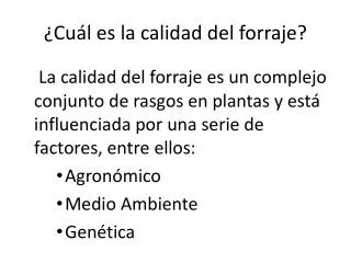 cu l es la calidad del forraje