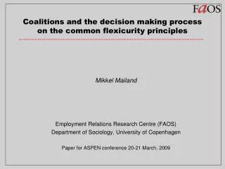 Coalitions and the decision making process on the common flexicurity principles