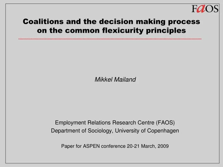 coalitions and the decision making process on the common flexicurity principles