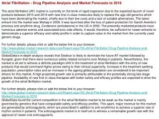 Atrial Fibrillation - Drug Pipeline Analysis and Market Fore