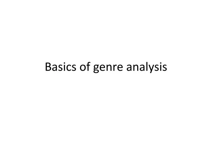 basics of genre analysis