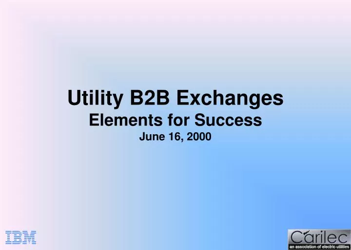 utility b2b exchanges elements for success june 16 2000