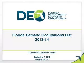 Florida Demand Occupations List 2013-14