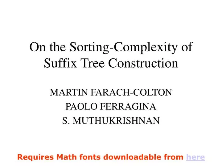 on the sorting complexity of suffix tree construction