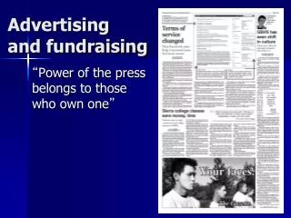 Advertising and fundraising