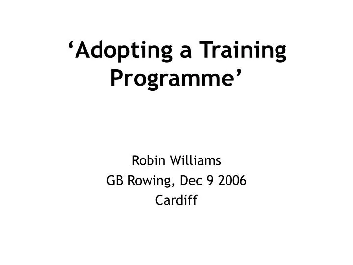 adopting a training programme