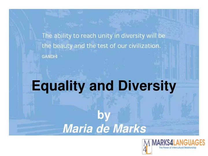 equality and diversity by maria de marks