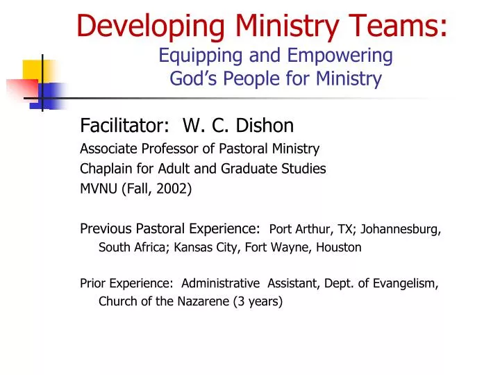 developing ministry teams equipping and empowering god s people for ministry