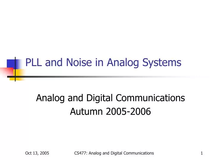 pll and noise in analog systems