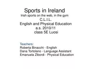 Sports in Ireland Irish sports on the web, in the gym