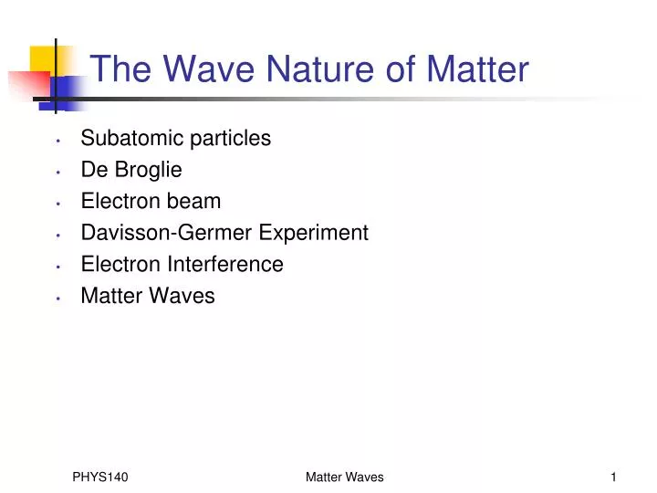 the wave nature of matter