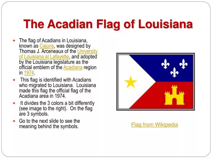the acadian flag of louisiana