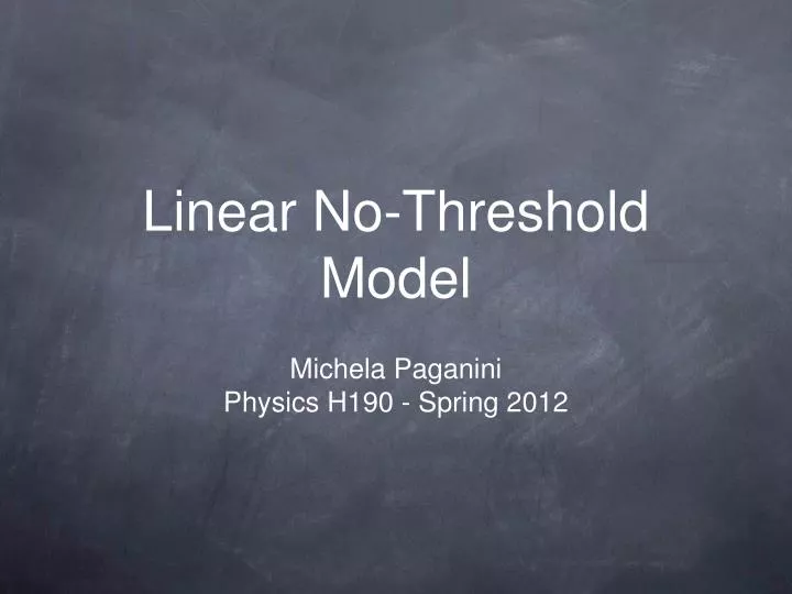 linear no threshold model