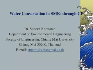 Water Conservation in SMEs through GP