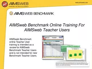 AIMSweb Benchmark Online Training For AIMSweb Teacher Users