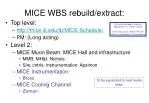 MICE WBS rebuild/extract: - slide 1