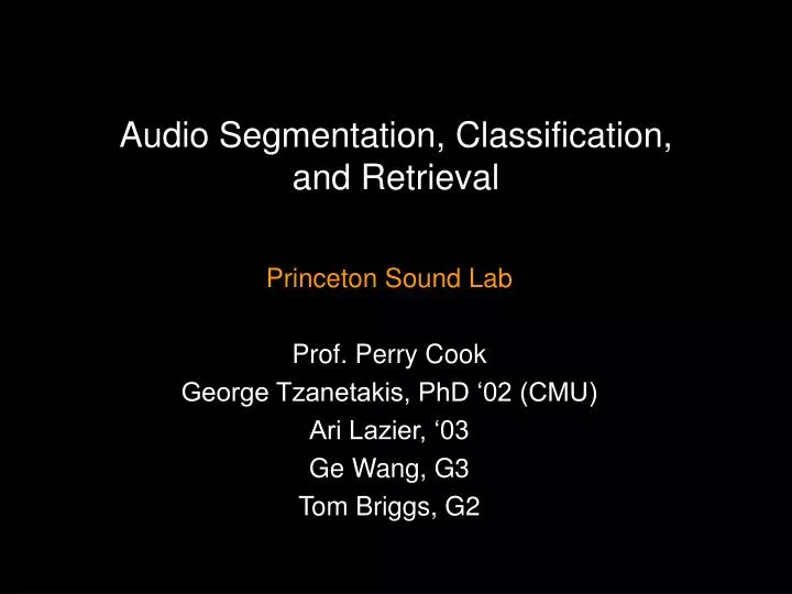 audio segmentation classification and retrieval