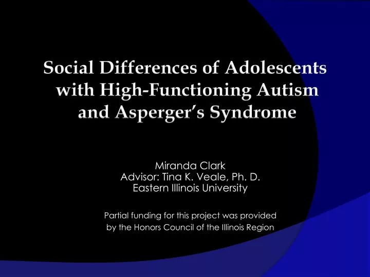 social differences of adolescents with high functioning autism and asperger s syndrome