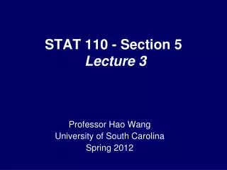 STAT 110 - Section 5 Lecture 3