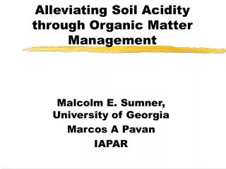 Alleviating Soil Acidity through Organic Matter Management