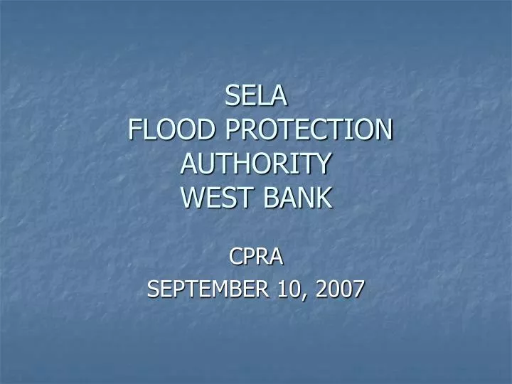 sela flood protection authority west bank
