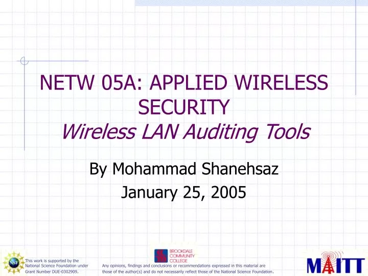 netw 05a applied wireless security wireless lan auditing tools
