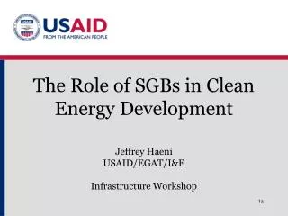 The Role of SGBs in Clean Energy Development