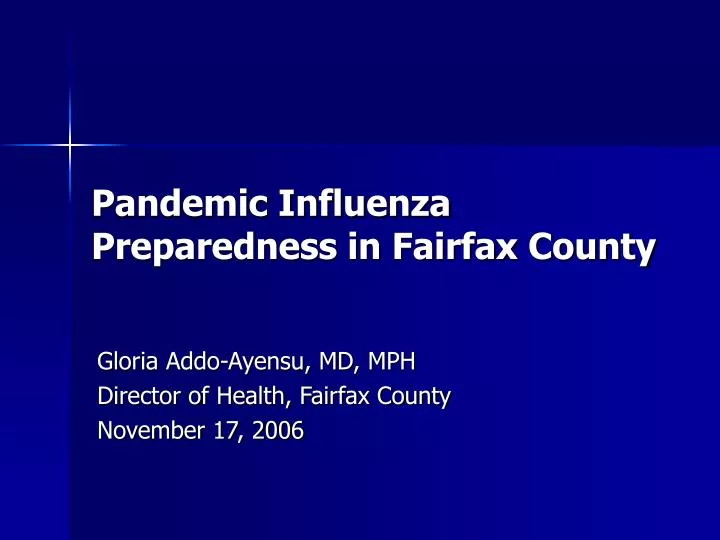 pandemic influenza preparedness in fairfax county