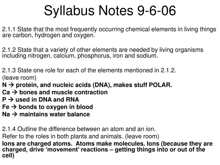 syllabus notes 9 6 06