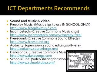 ICT Departments Recommends