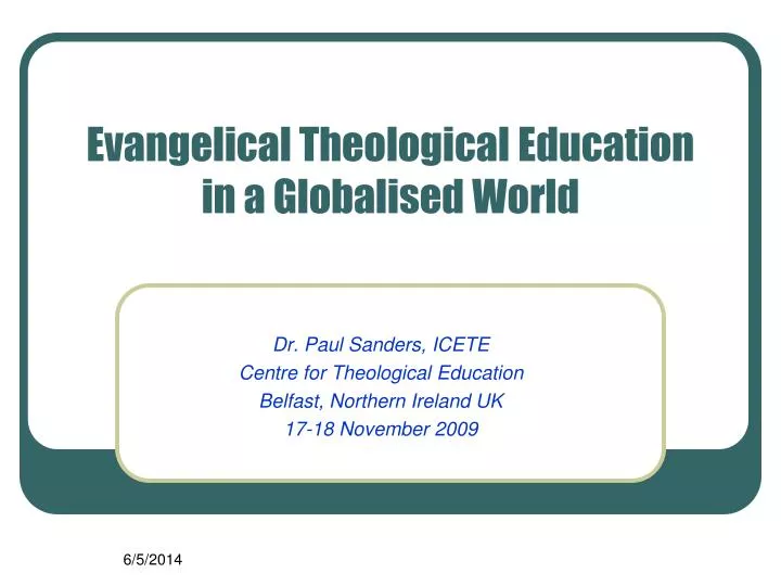 evangelical theological education in a globalised world