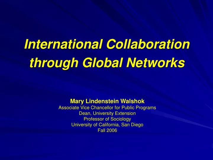 international collaboration through global networks