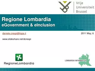 Regione Lombardia eGovernment &amp; eInclusion