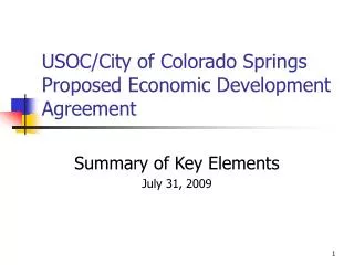 USOC/City of Colorado Springs Proposed Economic Development Agreement