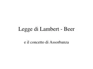 Legge di Lambert - Beer
