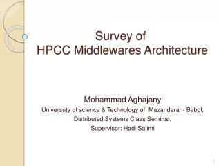Survey of HPCC Middlewares Architecture