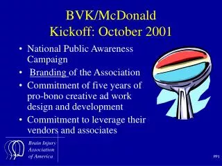 BVK/McDonald Kickoff: October 2001