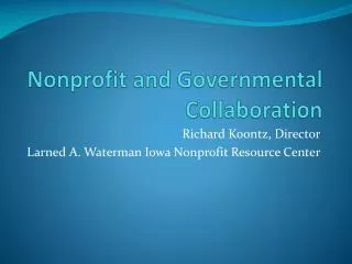 Nonprofit and Governmental Collaboration