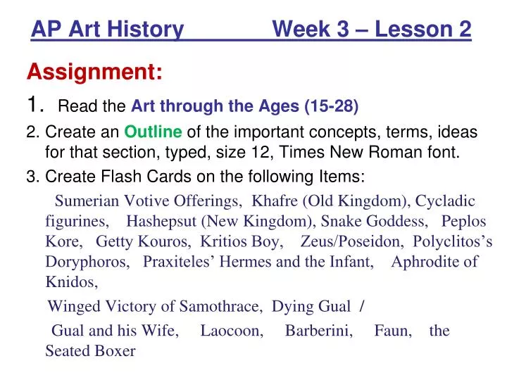ap art history week 3 lesson 2