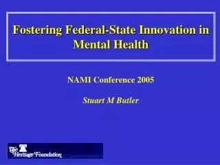Fostering Federal-State Innovation in Mental Health