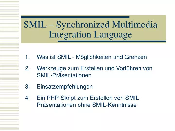 smil synchronized multimedia integration language