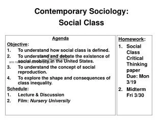 Contemporary Sociology: Social Class