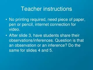Teacher instructions