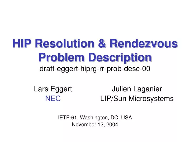 hip resolution rendezvous problem description draft eggert hiprg rr prob desc 00