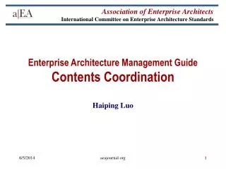 Enterprise Architecture Management Guide Contents Coordination