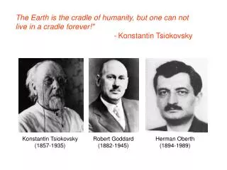 The Earth is the cradle of humanity, but one can not live in a cradle forever!&quot;